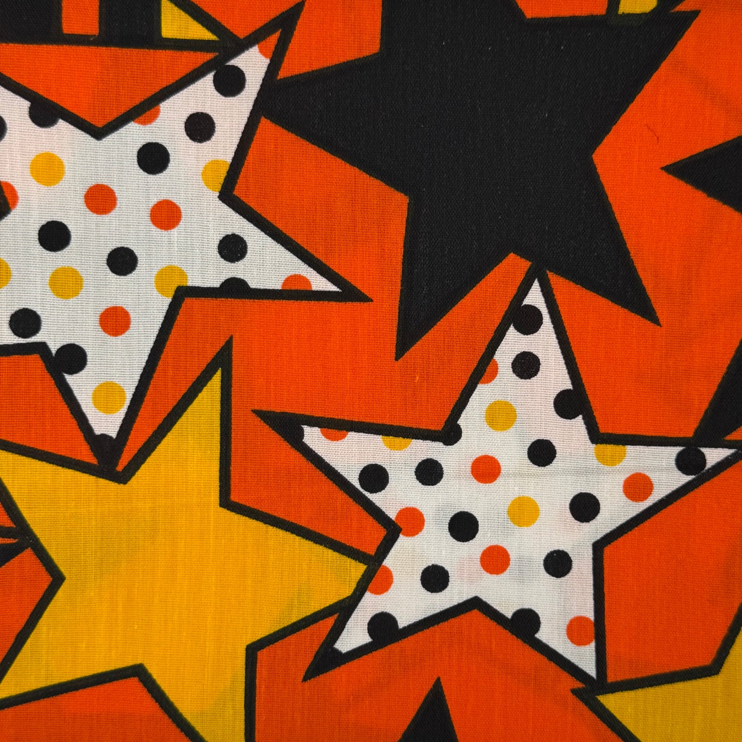 Black, Orange & Yellow Stars Cotton Blend: 2 yds