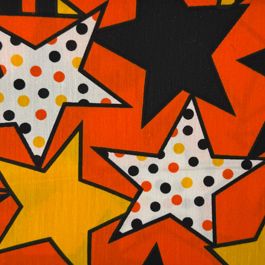 Black, Orange & Yellow Stars Cotton Blend: 2 yds