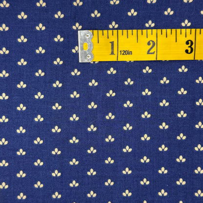 Blue Cream Raindrops Cotton Blend: 2.5 yds