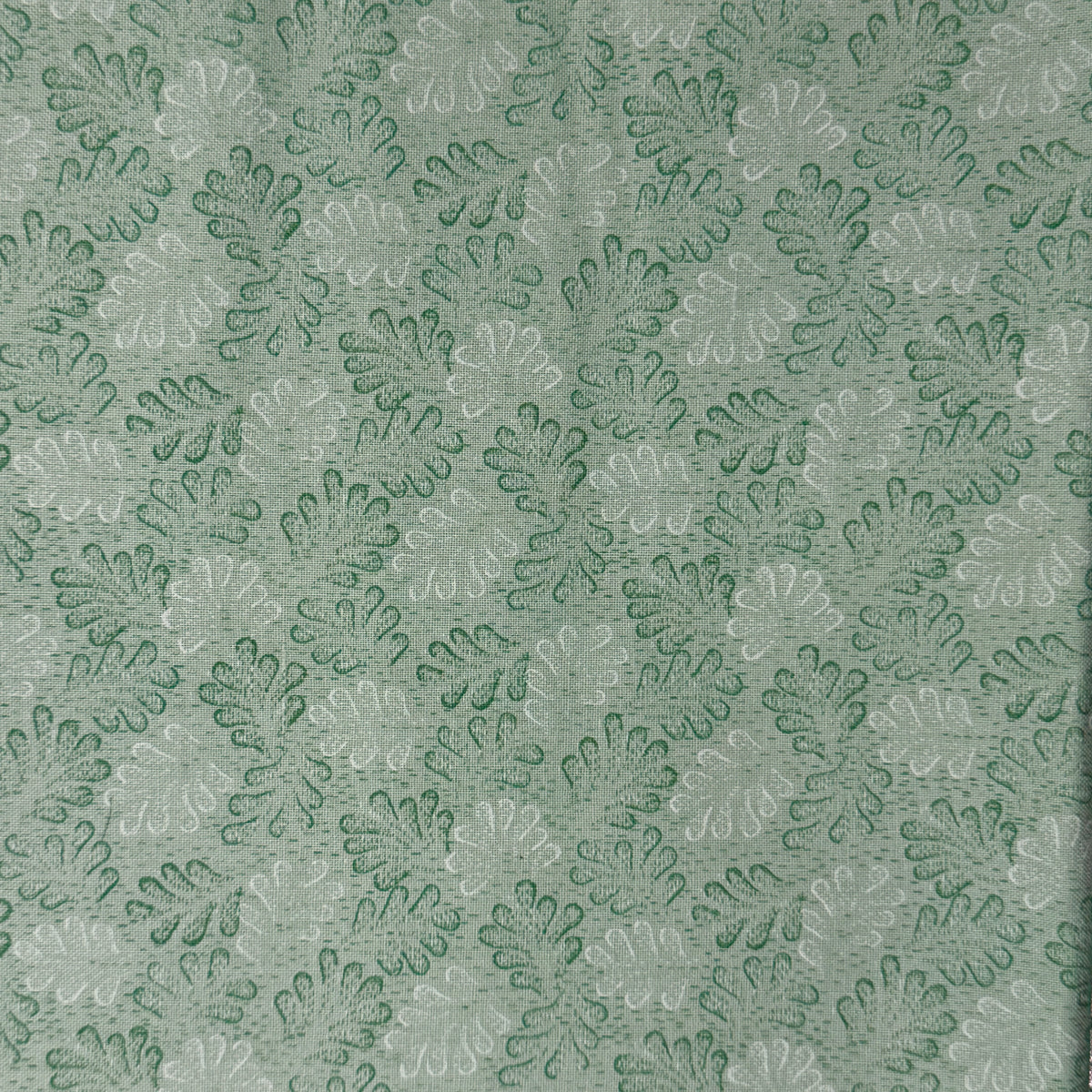 Light Green With Faded Green Leaves Cotton: 1 yd