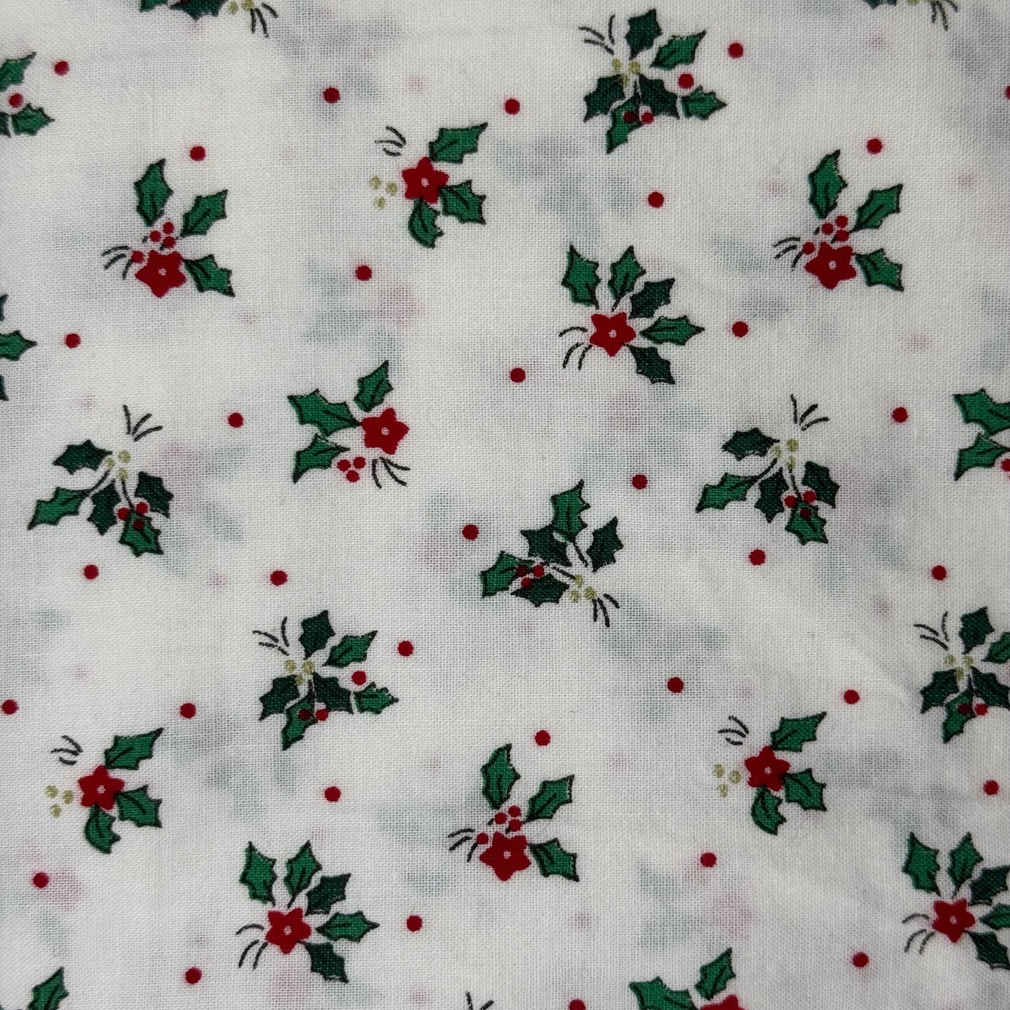 Holly and Poinsettia Novelty Print Cotton: 3.5 yds