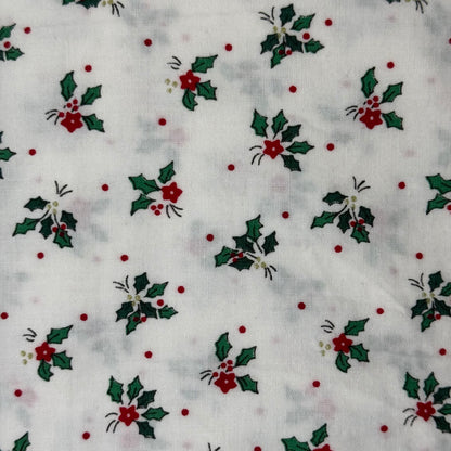 Holly and Poinsettia Novelty Print Cotton: 3.5 yds