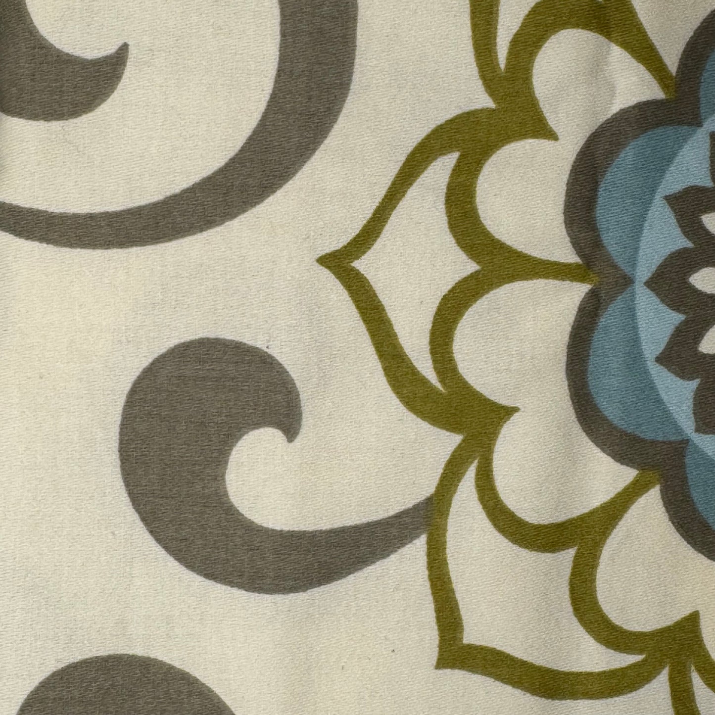 Blue/Yellow/Gray/Green Screenprint Home Decor Cotton: 2 yds