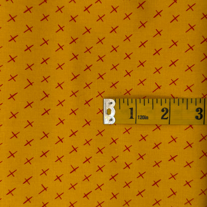 Yellow With Red Cross Marks Cotton: 2 yds
