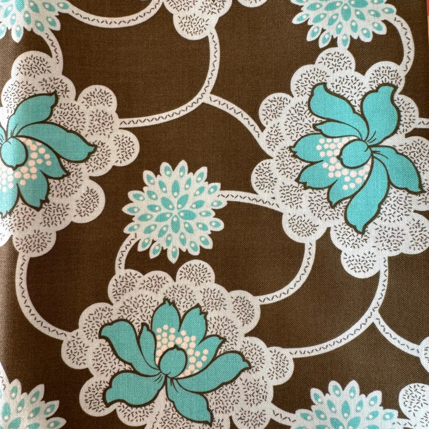 Dark Green & Bright Blue Fancy Floral Cotton: 1 yd