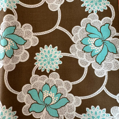Dark Green & Bright Blue Fancy Floral Cotton: 1 yd