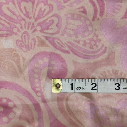 Muted Peach/Pink Floral Print Shiny Crepe Poly: 2 yds