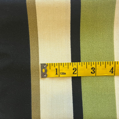 Cream, Green & Black Stripe Upholstery: 1 yd