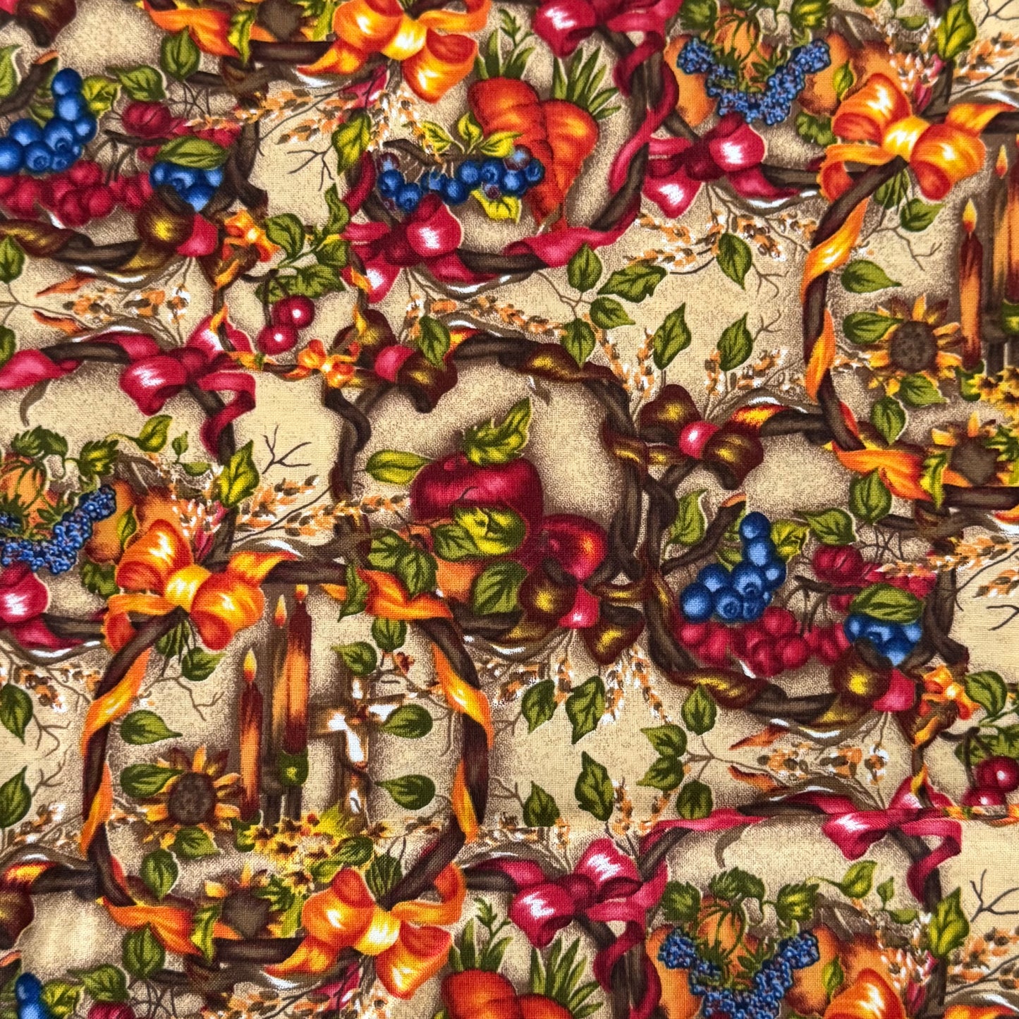 Harvest Wreaths Cotton Blend: 2 yd