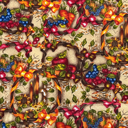 Harvest Wreaths Cotton Blend: 2 yd