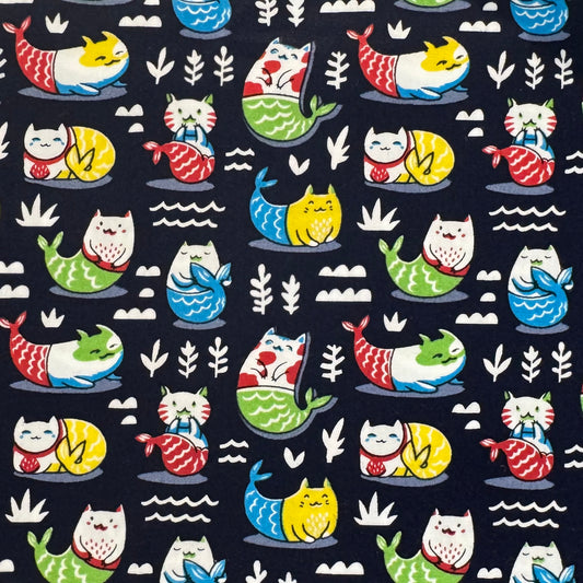 Mermaid Cats Cotton Blend: 4.5 yds