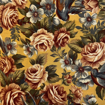 Blue & Pink Floral Cotton: 4 yds