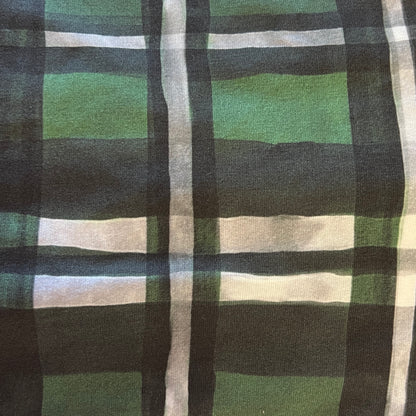 Green & Black Plaid Stretch Jersey: 1 yd
