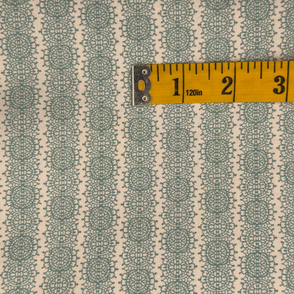 Blue Green Fancy Stamped Print Cotton: 2 yds