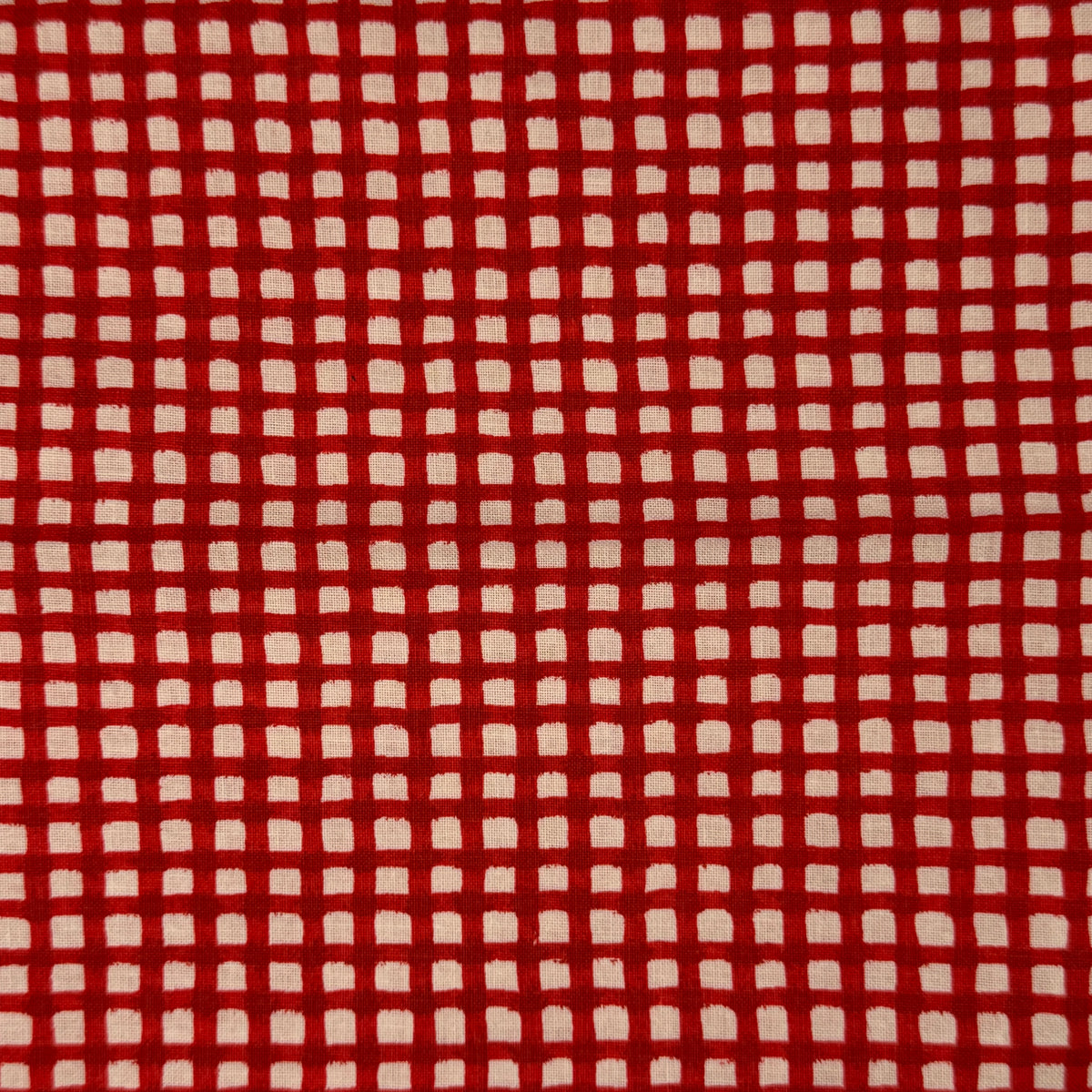 Red & White Brush Stroke Checkered Cotton Blend: 2.5 yds