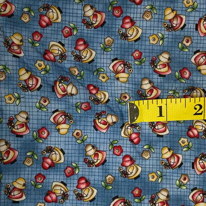 Blue Gardener Cotton: 1 yd