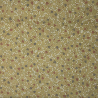 Cream With Purple & Pink Floral Cotton Blend: 1.5 yds
