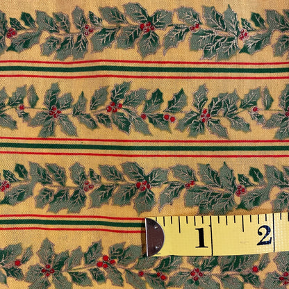 Striped Holly Berries Cotton: 3 yds