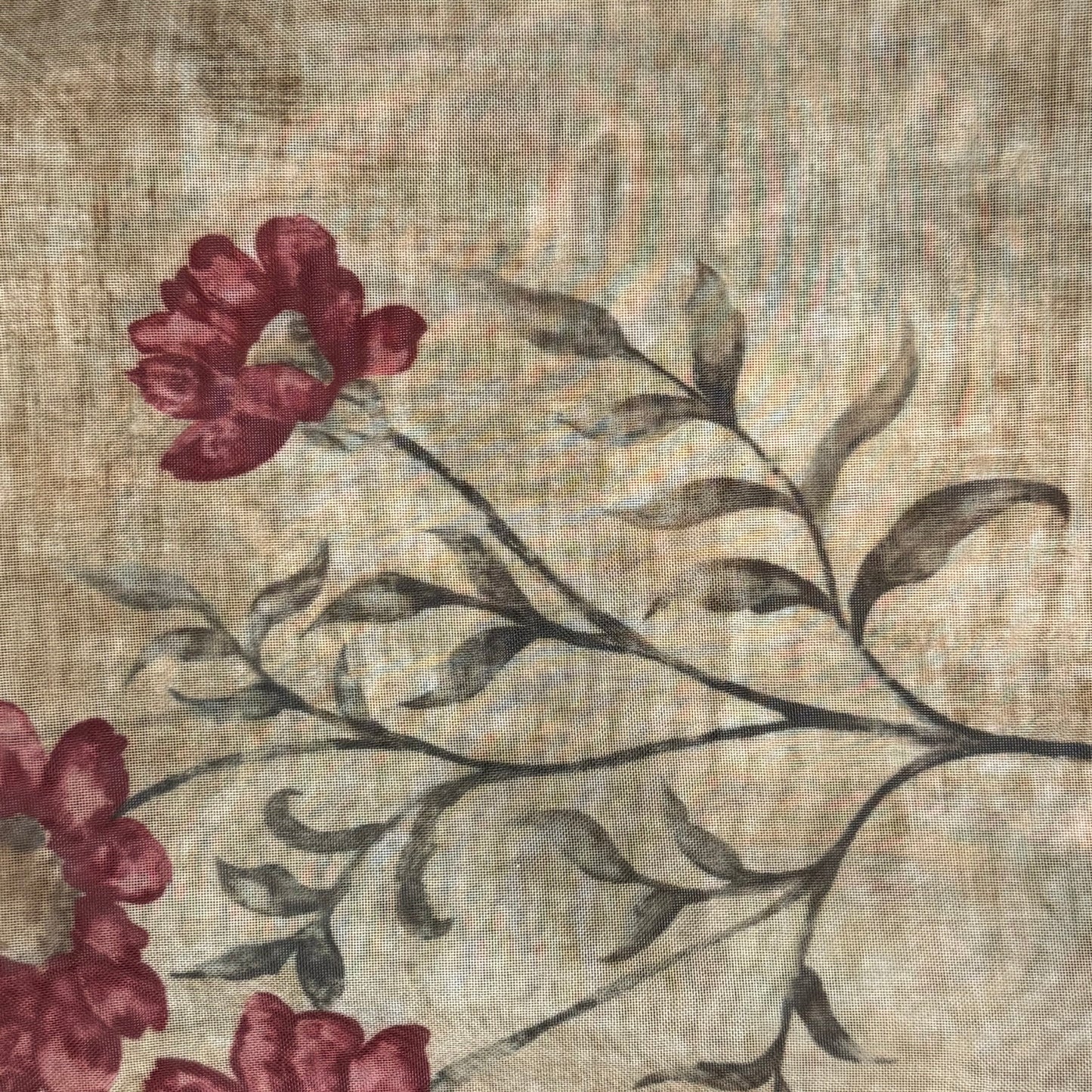 Sheer Multicolor Floral/Scrolls Poly: 6 yds