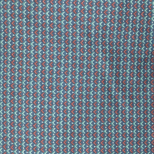Blue & Pink Geometric Cotton: 3 yds