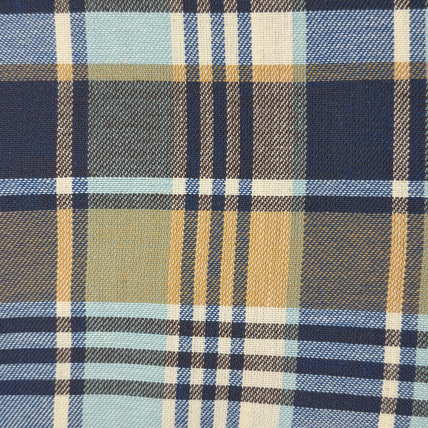 Blue & Yellow Plaid Medium Weight Cotton Shirting: 3 yds