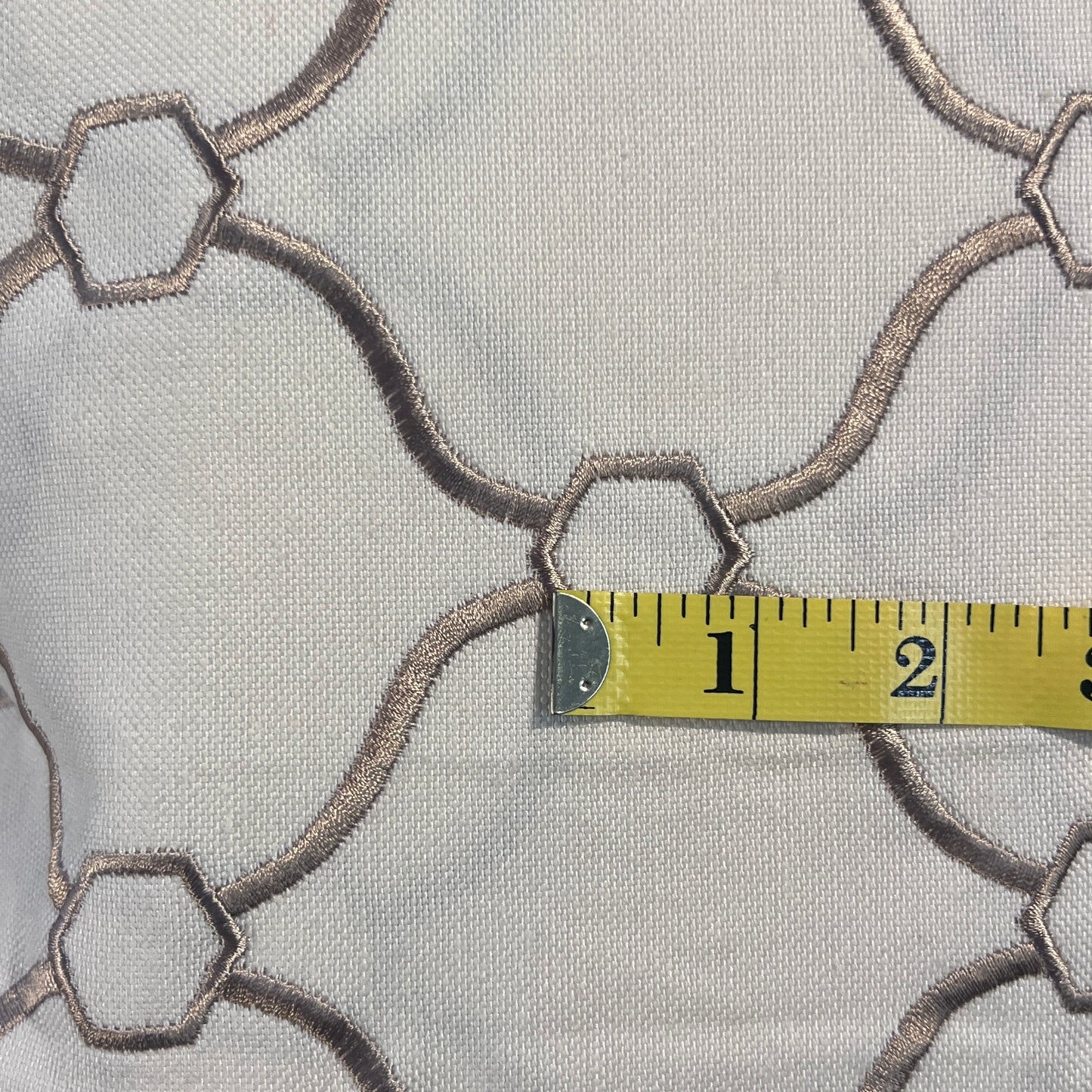 Cream With Embroidered Hexagons Home Decor: 2.5 yds
