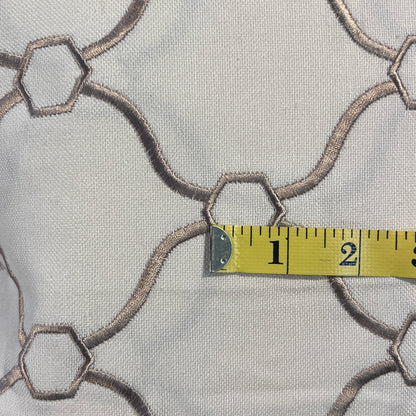 Cream With Embroidered Hexagons Home Decor: 2.5 yds