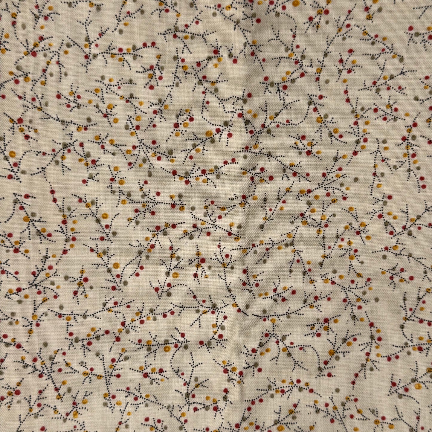Cream With Micro Dots & Branches Cotton: 1 yd