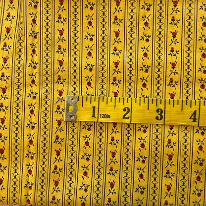 Yellow With Red Striped Floral Cotton: 1.75 yds