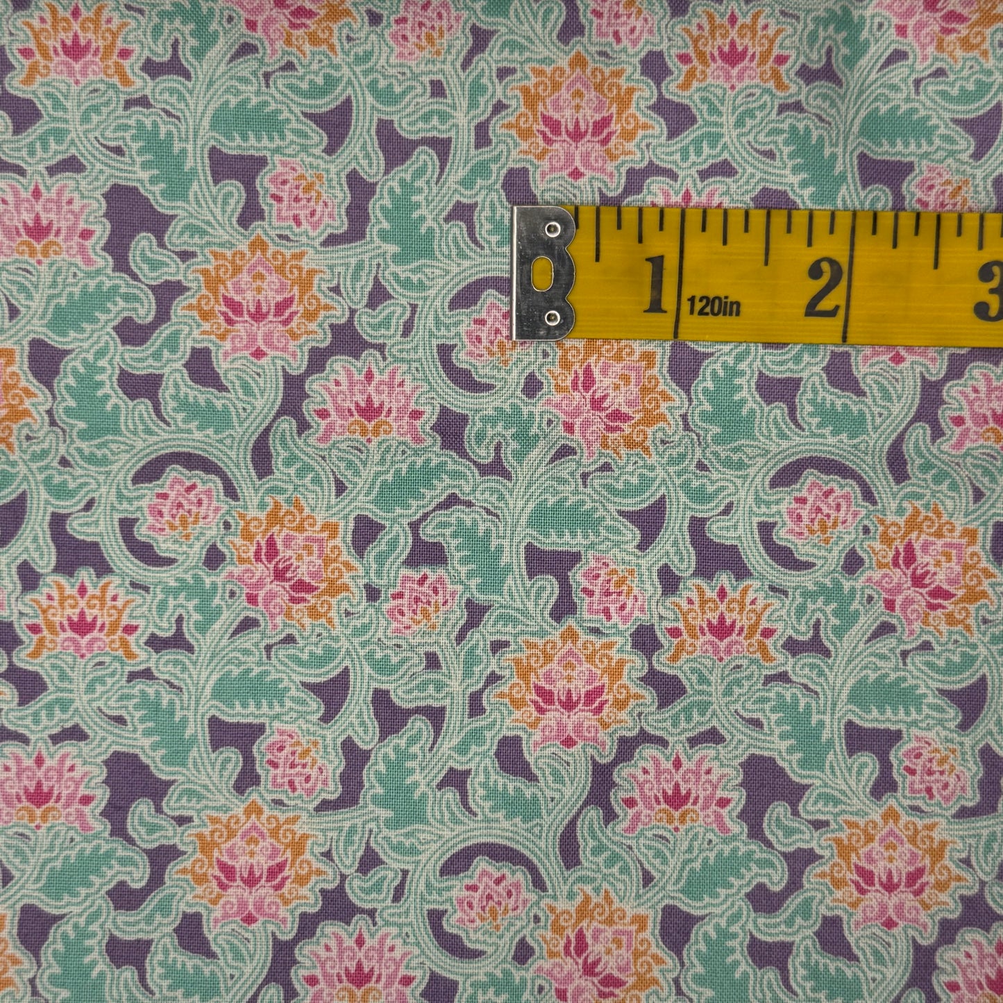 Purple, Pink & Orange Fancy Floral Cotton: 1.5 yds