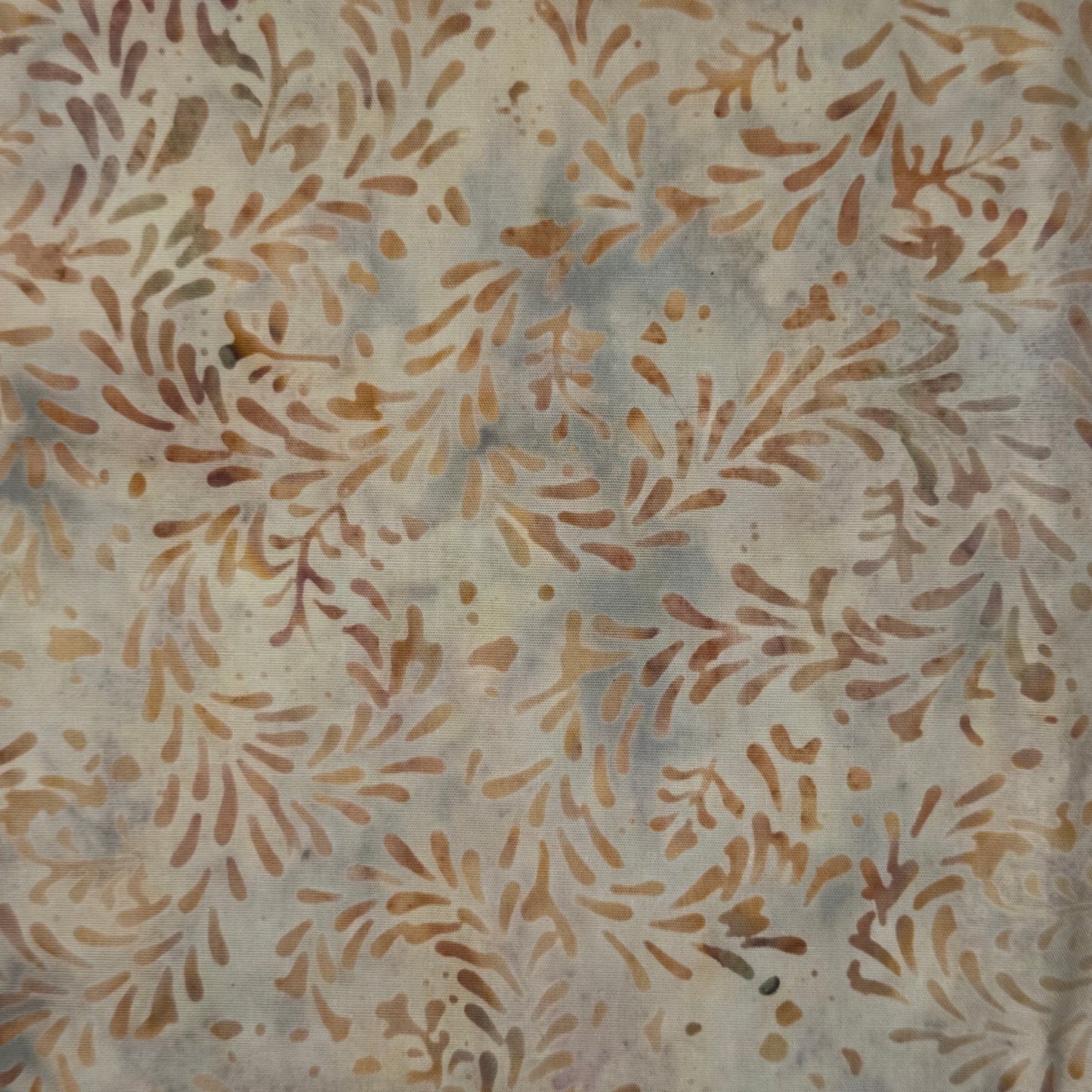 Cream & Tan Leaves Batik Cotton: 2.5 yds