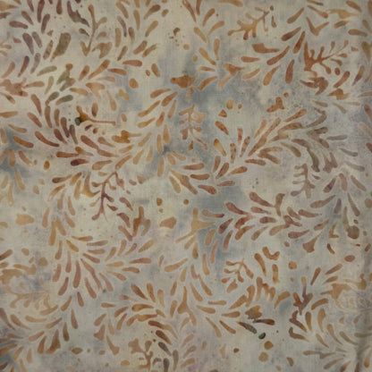Cream & Tan Leaves Batik Cotton: 2.5 yds