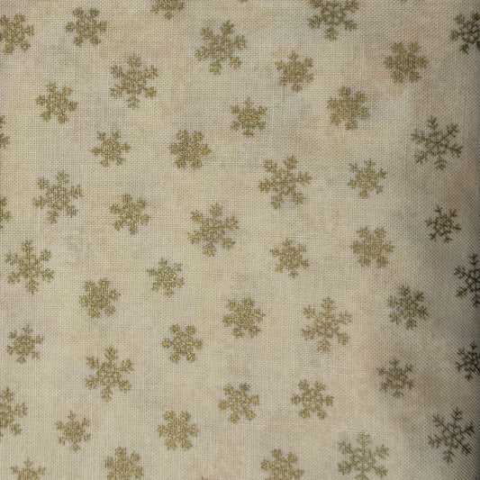 Metallic Gold Mini Snowflakes Cotton: 2 yds