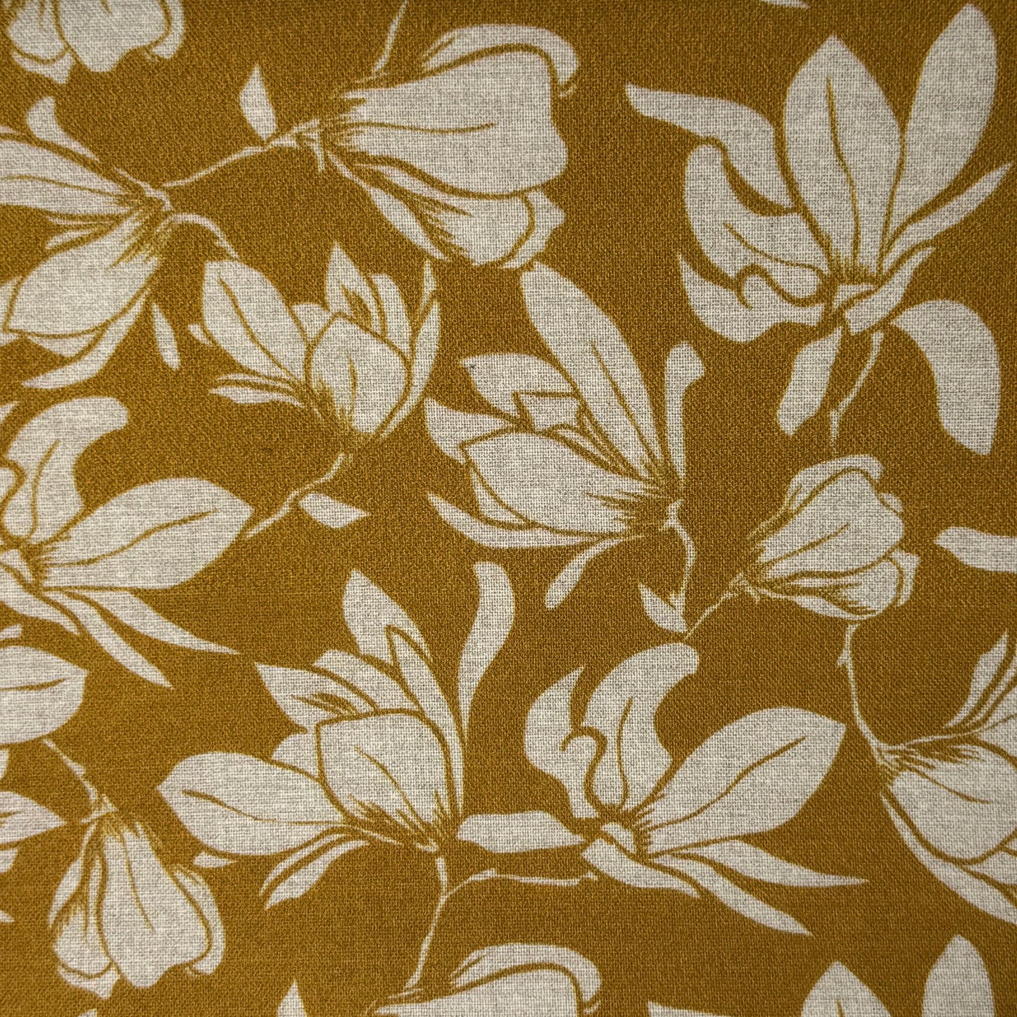 Mustard Magnolia Floral Cotton: 3 yds