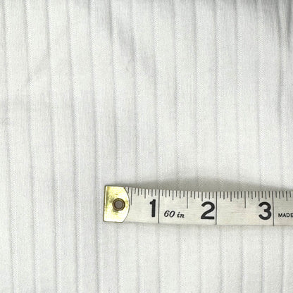 Lightweight White Ribbed 4-Way Stretch Knit Cotton Blend: 1.75 yds