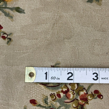 Tan with Floral Print Jacquard Weave Home Decor Cotton: 1.5 yds