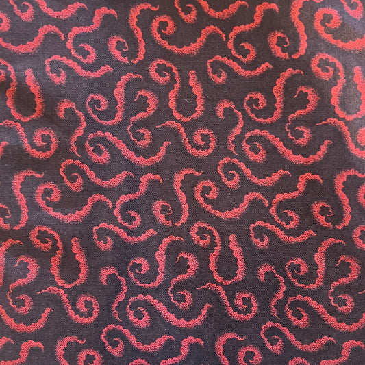 Red & Black Swirls Cotton: 2 yds