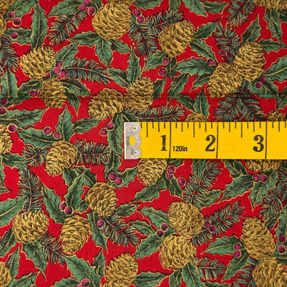 Pine Cones & Holly Cotton: 2.5 yds