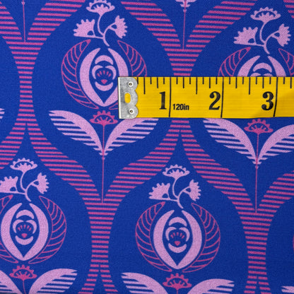 Blue Funky Floral Cotton: 2 yds