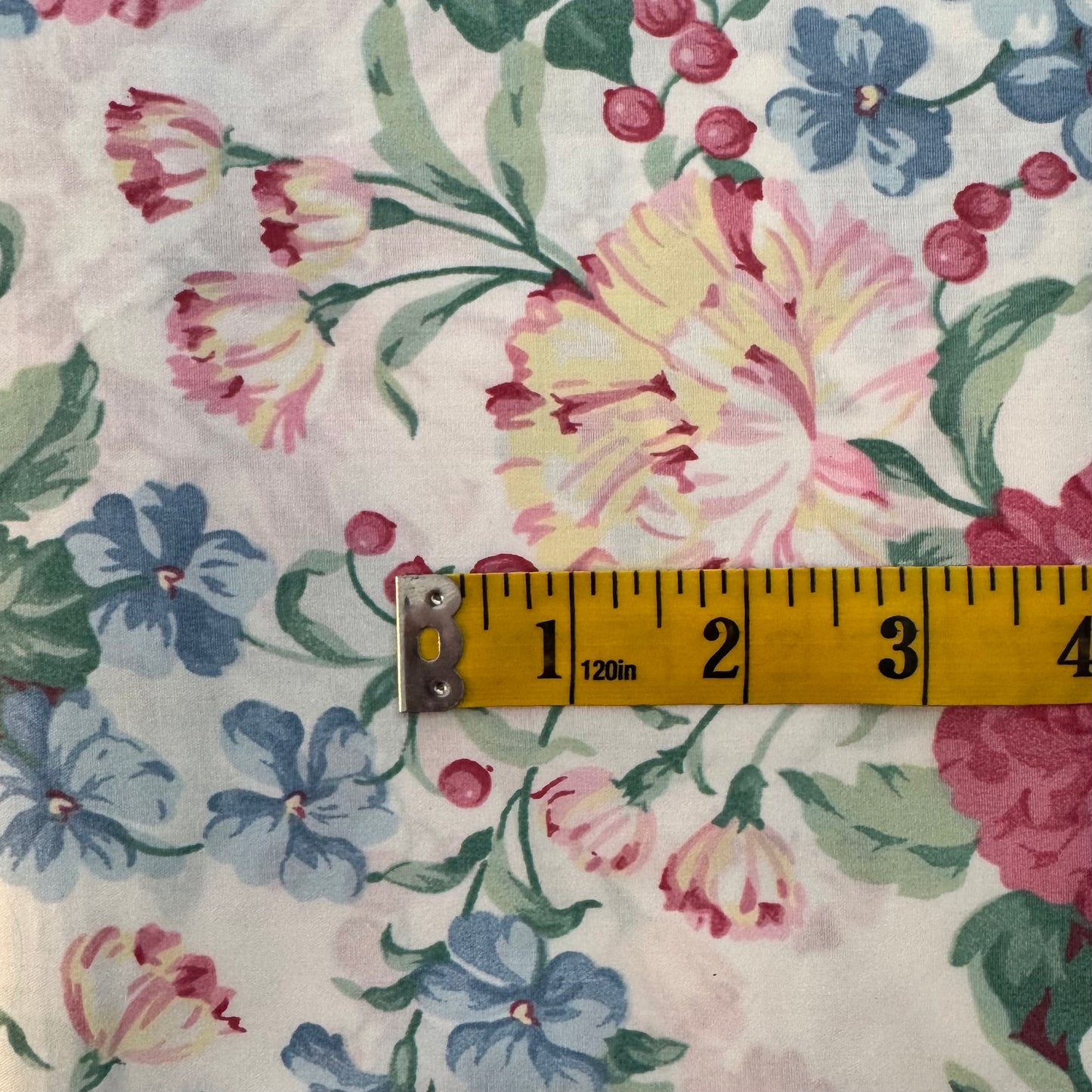 Pink & Blue Floral Treated Cotton Blend: 2 yds