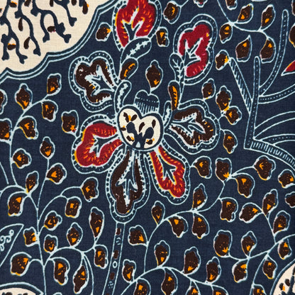Blue & Red Floral Wax Print Cotton: 2 yds
