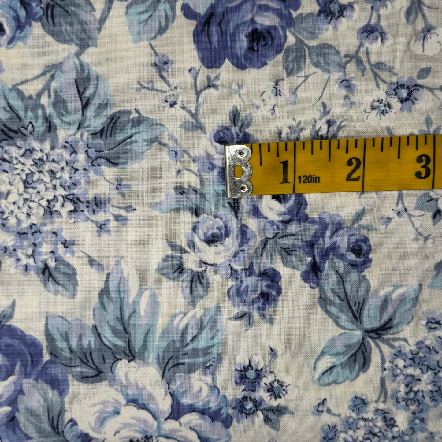 Light Blue Floral Lightweight Cotton Blend: 3 yds