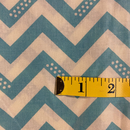 Light Blue Chevron Lightweight Cotton Blend: 1 yd