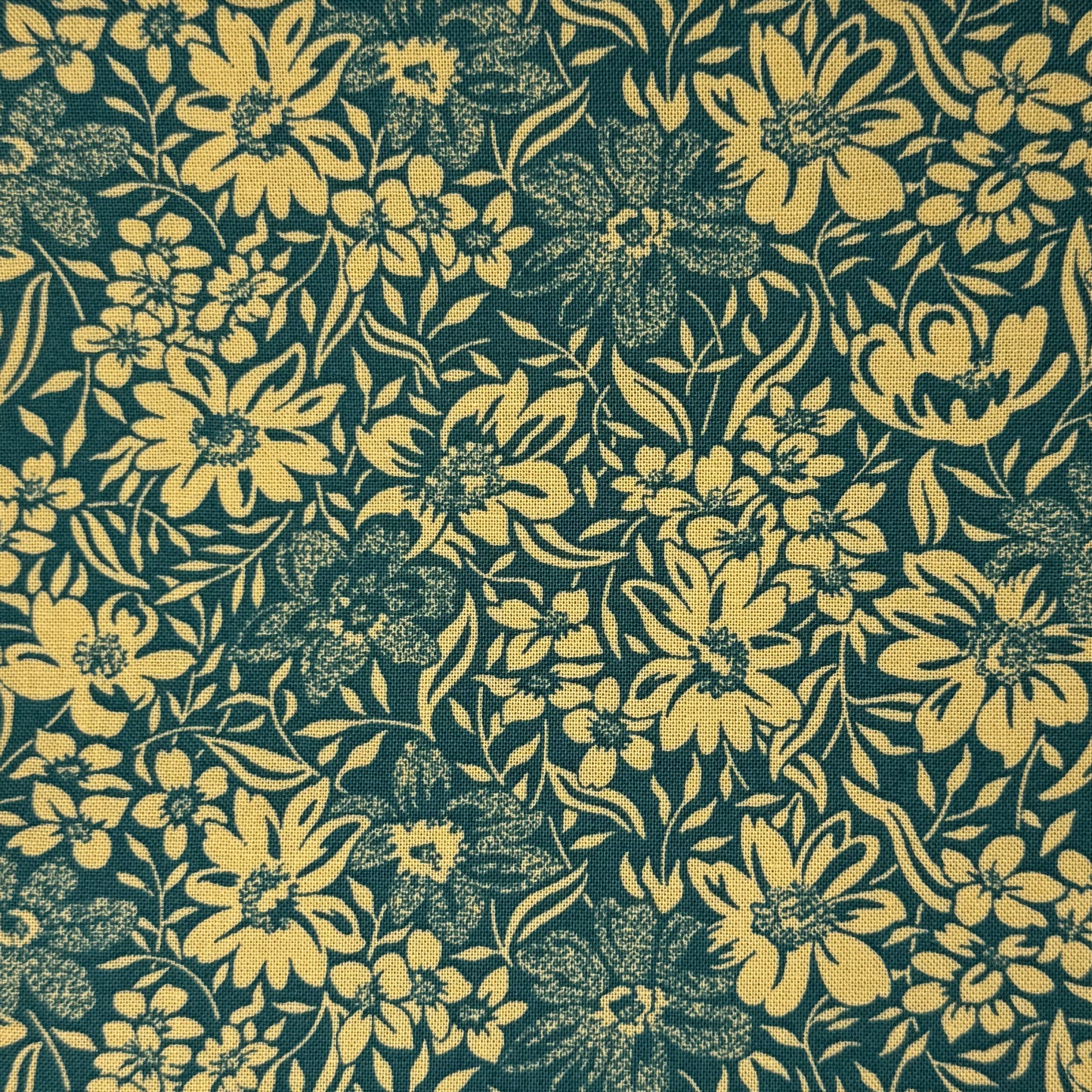 Green & Cream Floral Cotton: 3 yds