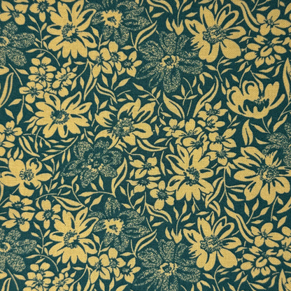Green & Cream Floral Cotton: 3 yds