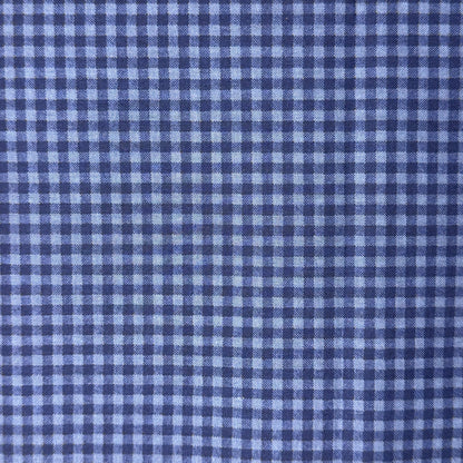 Light & Dark Blue Gingham Cotton Blend: 3 yds