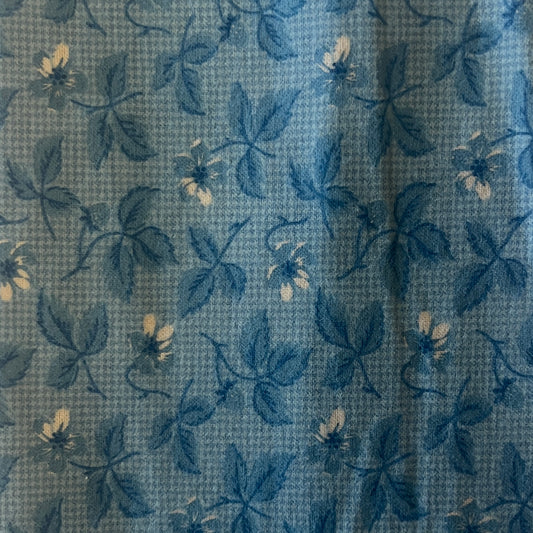 Blue Floral Flannel: 1 yd