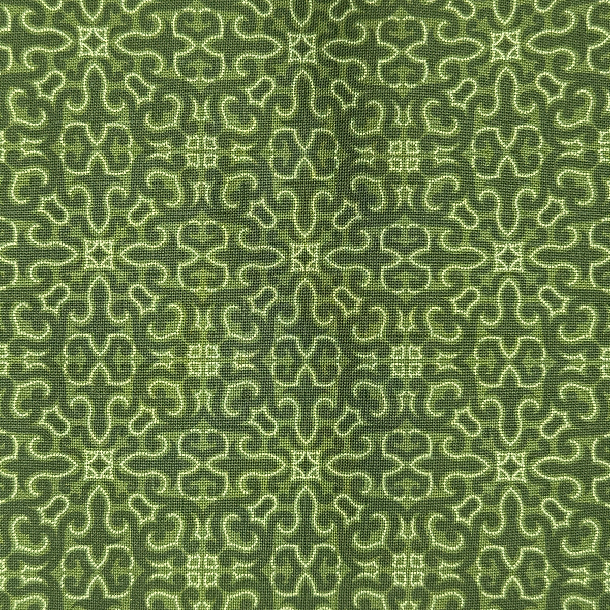 Green Geometric Stamped Print Cotton: 2 yds
