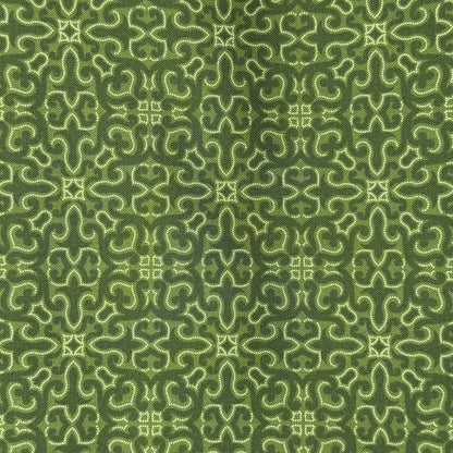 Green Geometric Stamped Print Cotton: 2 yds