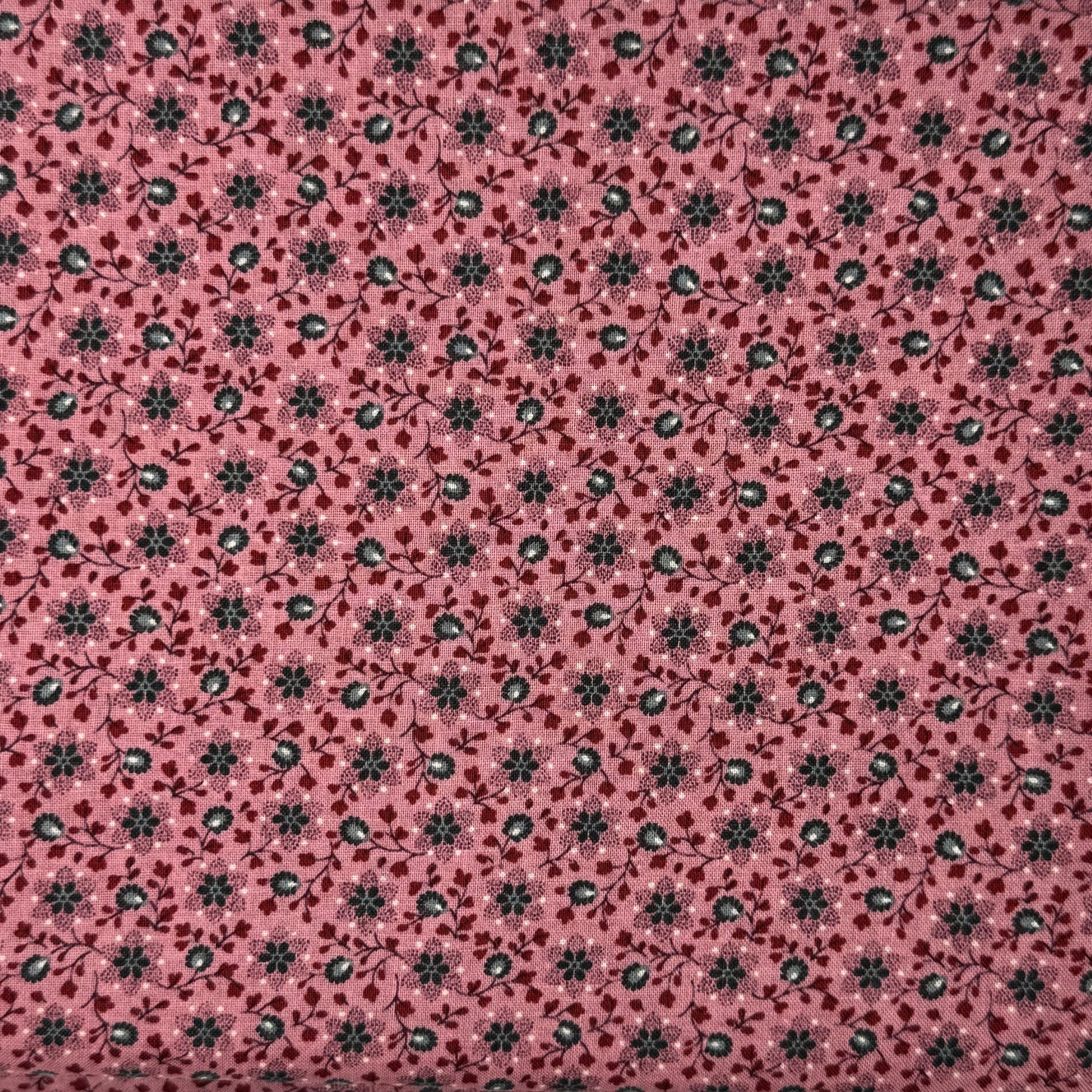 Vintage Mauve With Blue & Maroon Floral Cotton Blend: 2.25 yds